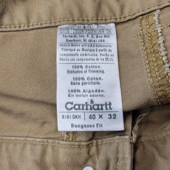 Carhartt Dungaree Fit Carpenters Pants Mens 40" x 32" Canvas Work Tan Pockets - Picture 7 of 15